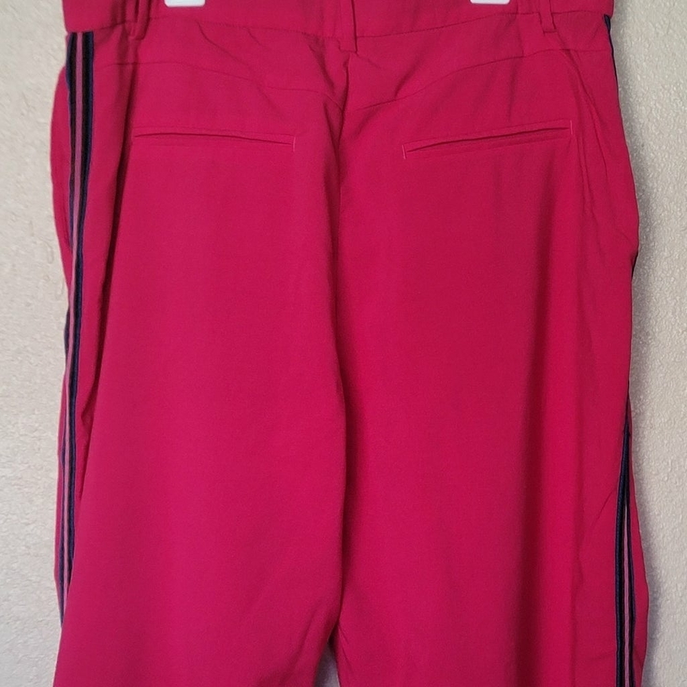 Rag & Bone Oman Pants Women's Sz 12 Hot Pink Wool Grosgrain Ribbon Tuxedo Stripe - Picture 3 of 8